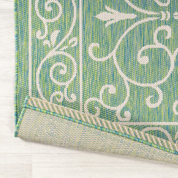 Charleston Vintage Filigree Textured Weave Indoor/outdoor Round Rug